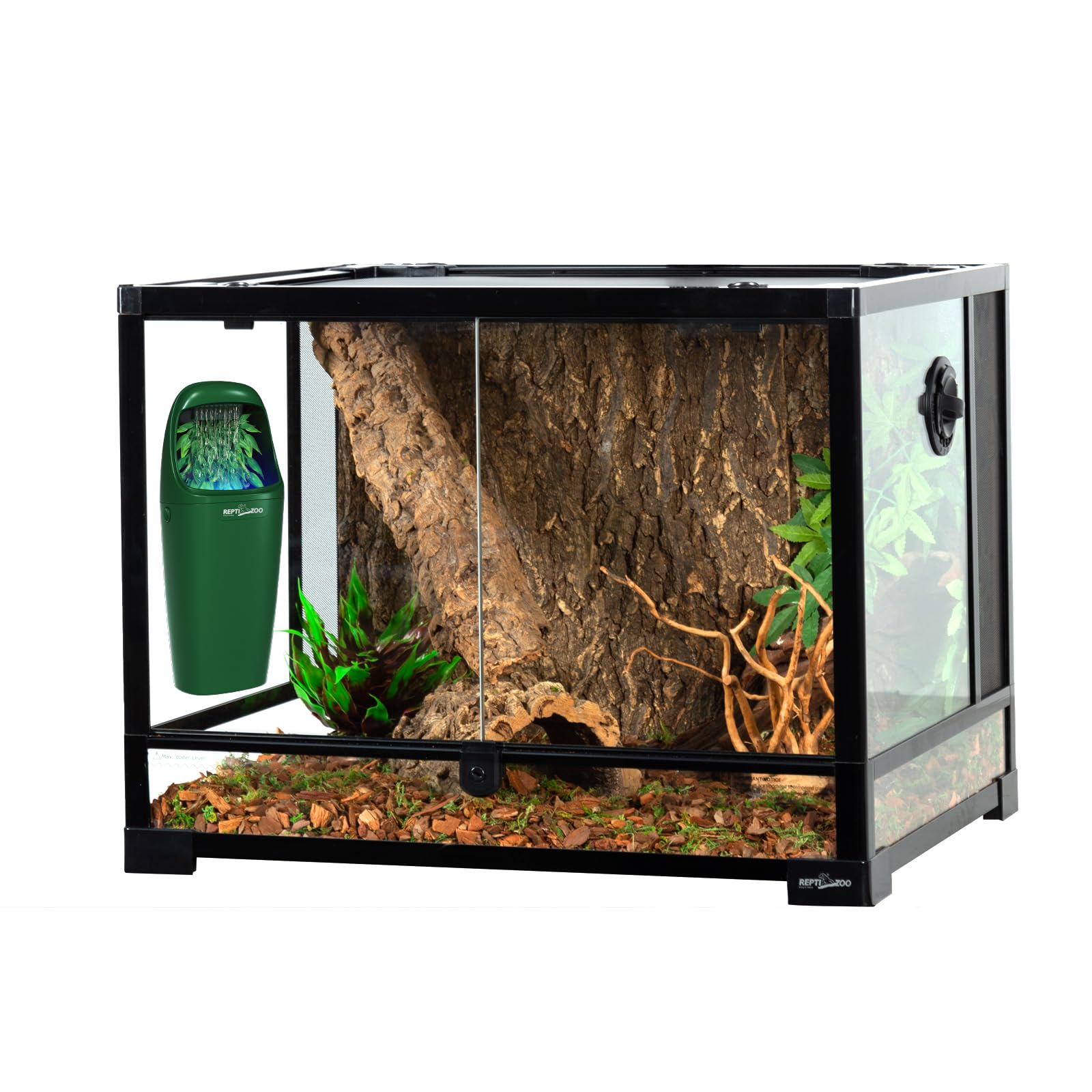 REPTIZOO water dispenser in use inside a reptile enclosure