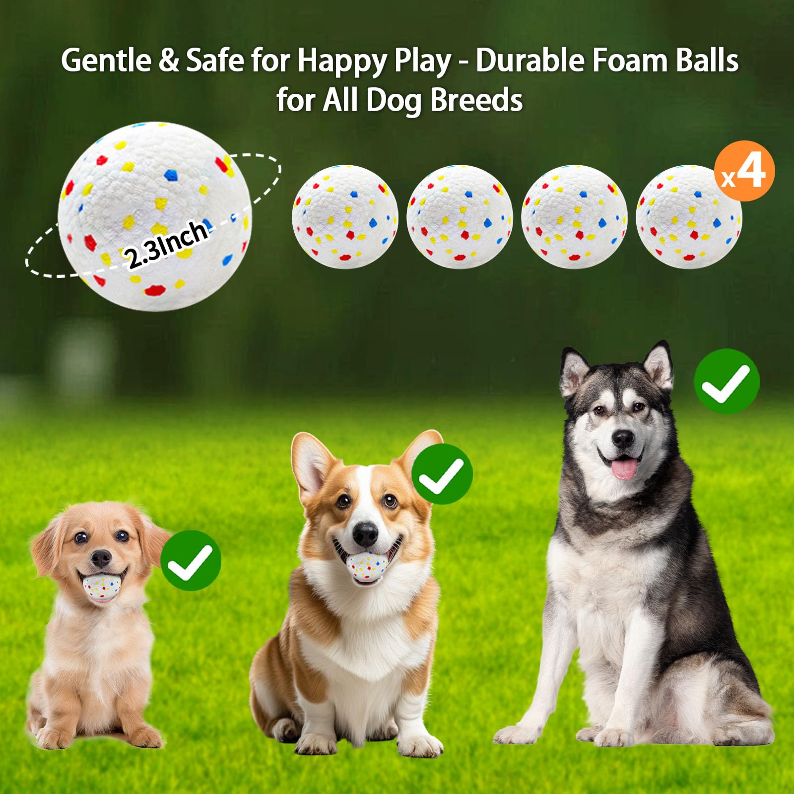 RERBIO foam balls included 4-pack for safe, soft fetch sessions