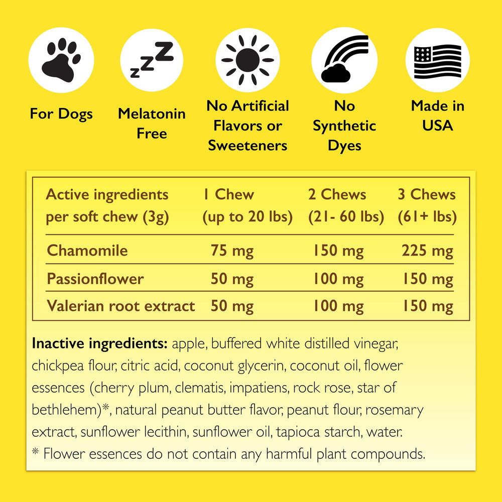 RESCUE Pet Chews soft texture highlights palatable calming supplement for nervous dogs.