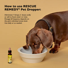 RESCUE Remedy Pet Dropper packaging highlights vegan, alcohol-free formula.
