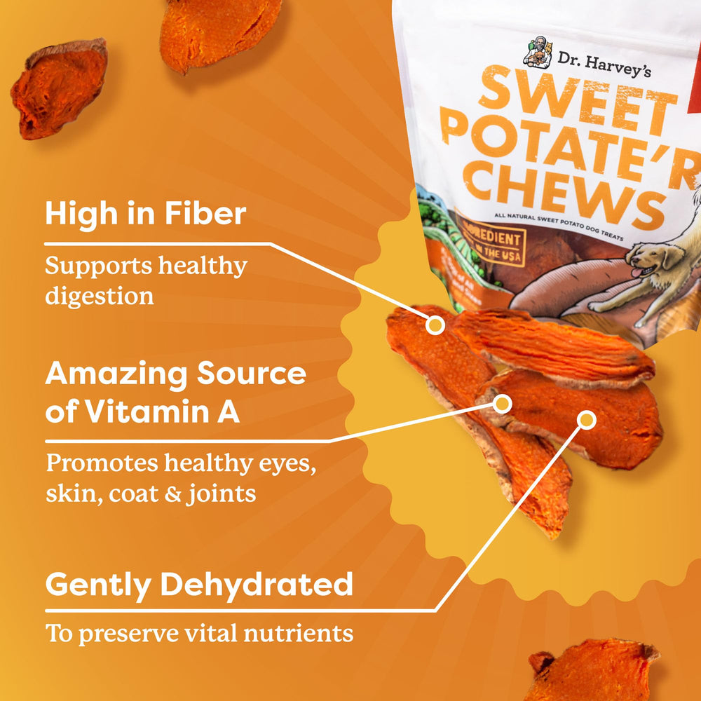 Resealable bag preserves freshness and flavor for Dr. Harvey's Chews.