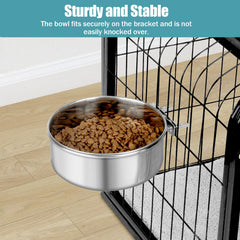 Reshiho cage bracket with removable mount keeps the bowl secure during feeding