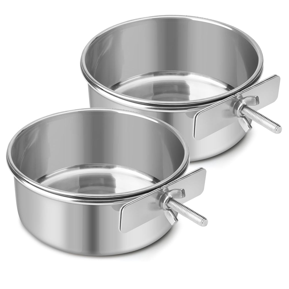 Reshiho dog bowl stainless steel cage mount for spill-free feeding.