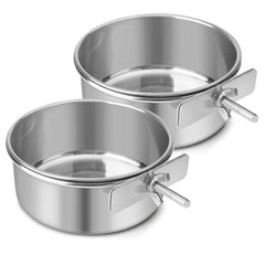 Reshiho dog bowl stainless steel cage mount for spill-free feeding.
