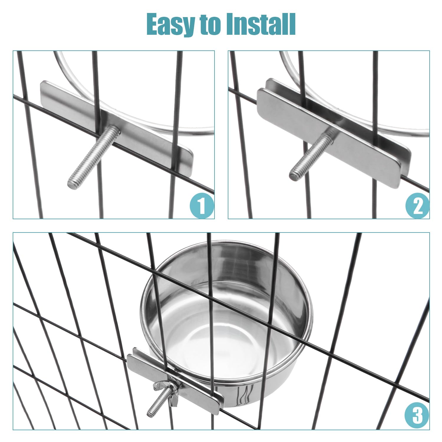 Reshiho cage-mount feeder supports fast refills and easy cleaning.