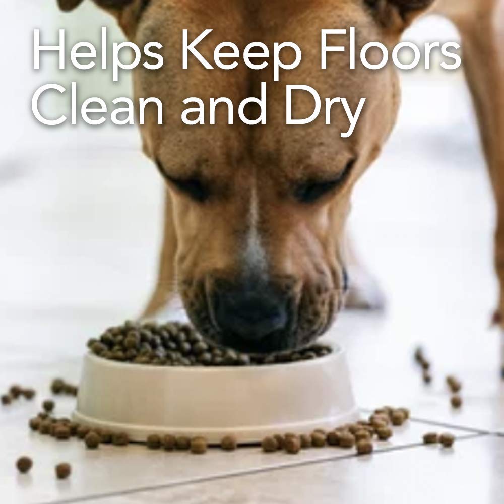RESILIA Under Dog Crate Mat during feeding reduces mess on hard surfaces.