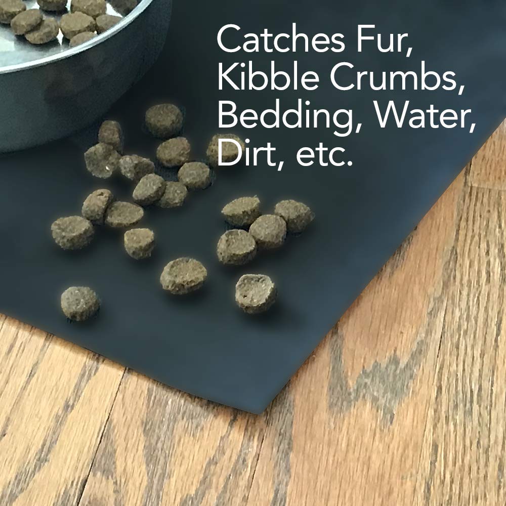 RESILIA Under Dog Crate Mat on floor keeps spills contained and floors protected.
