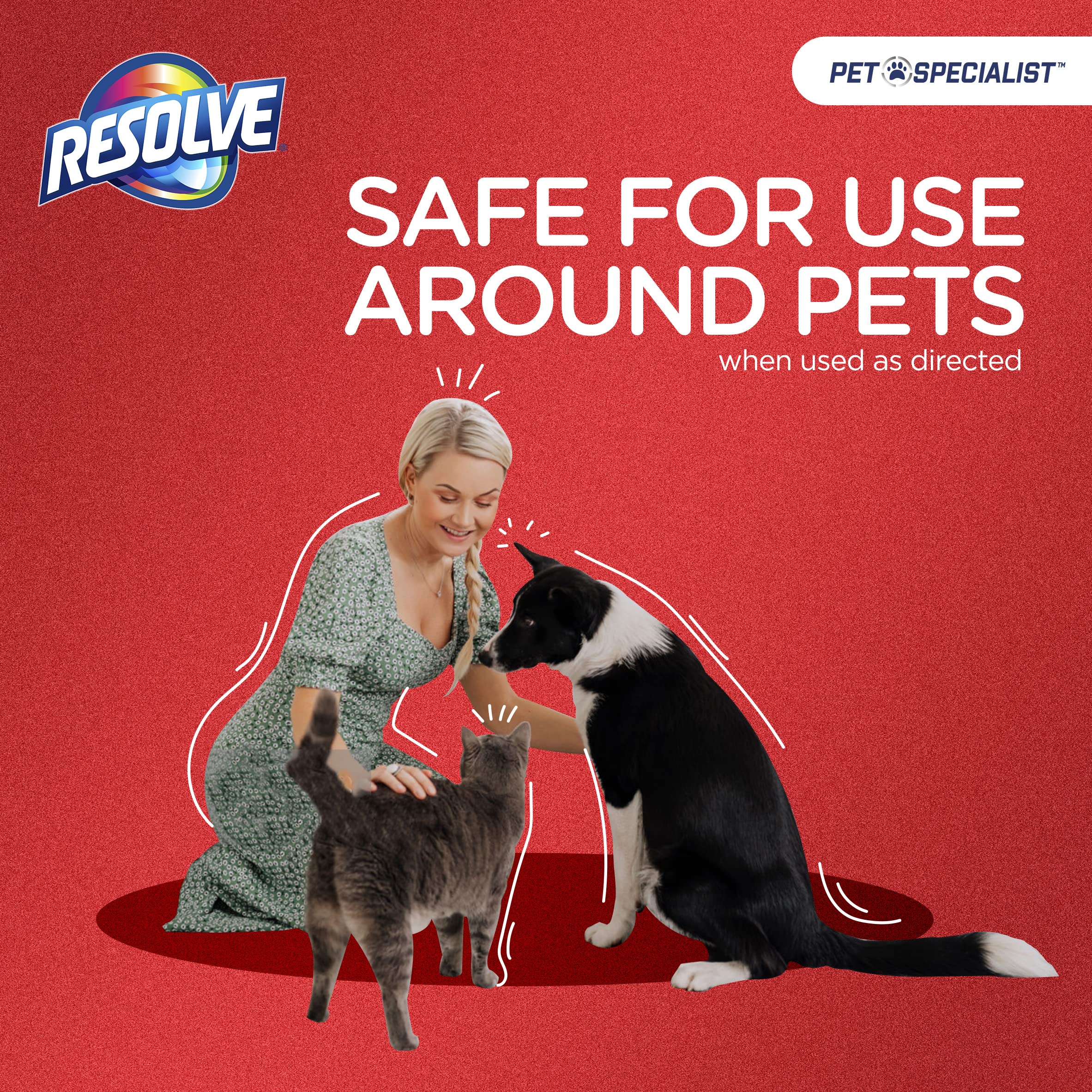 Five-minute action time visual for Resolve Pet Specialist Carpet Cleaner