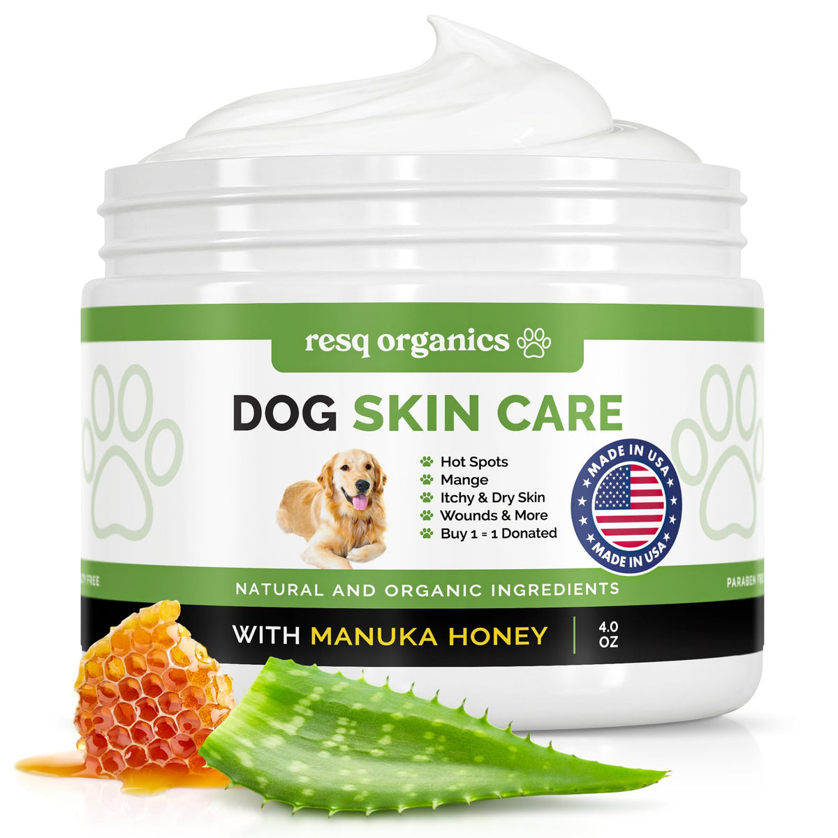 ResQ Organics hot-spot dog treatment ointment application for soothing irritated skin