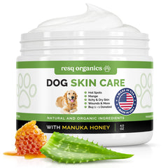 ResQ Organics hot-spot dog treatment ointment application for soothing irritated skin