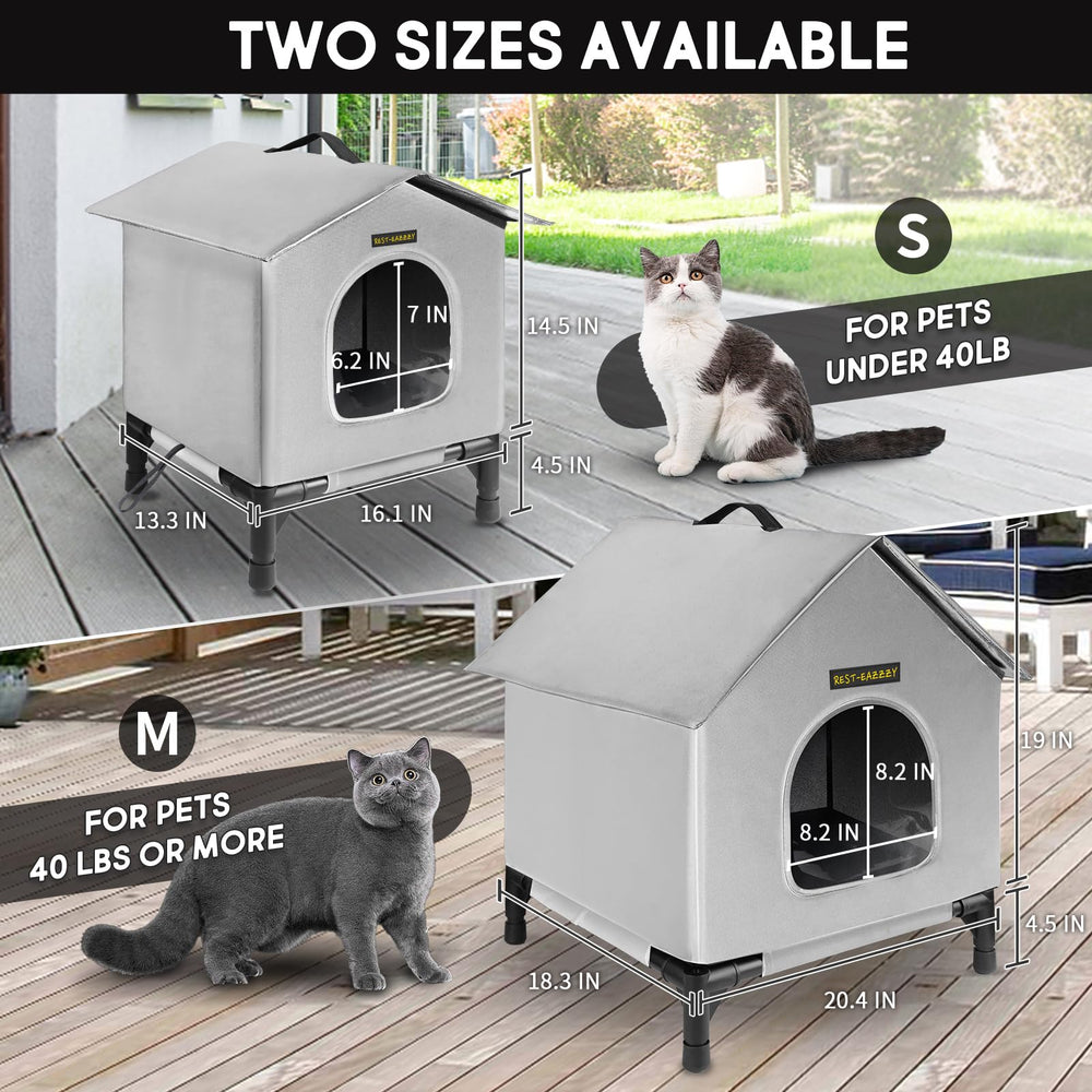 Rest-Eazzzy cat house elevated frame keeps paws dry above moisture.