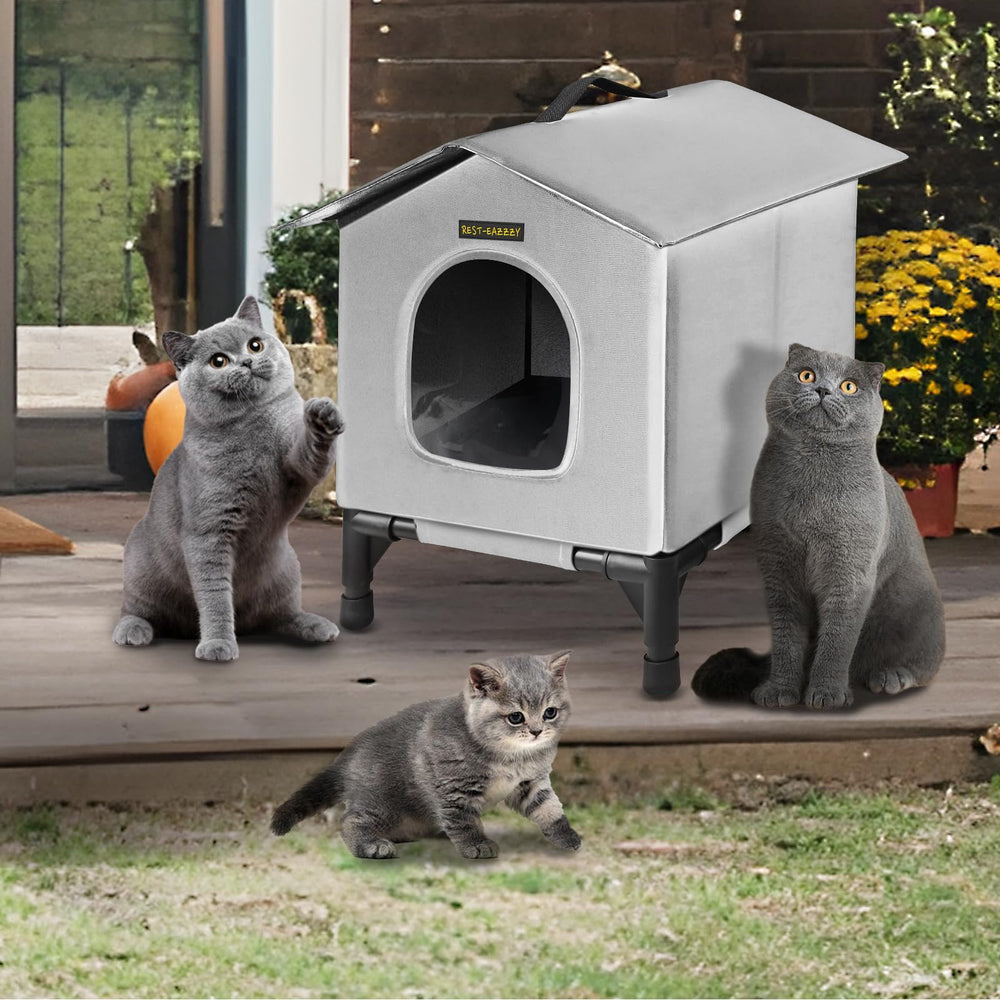 Rest-Eazzzy cat house ideal for outdoor or indoor setups.