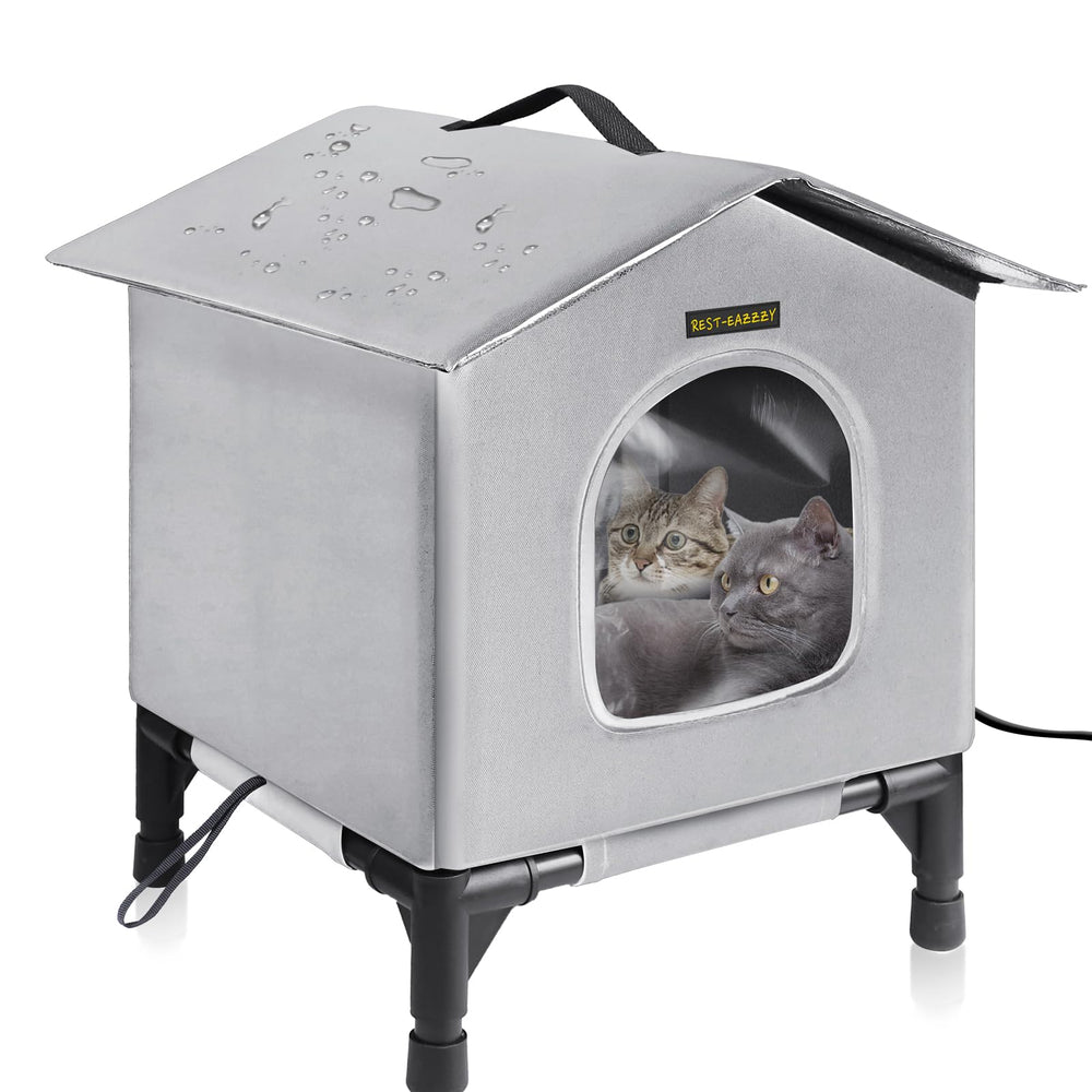 Rest-Eazzzy cat house exterior view, weatherproof winter shelter.