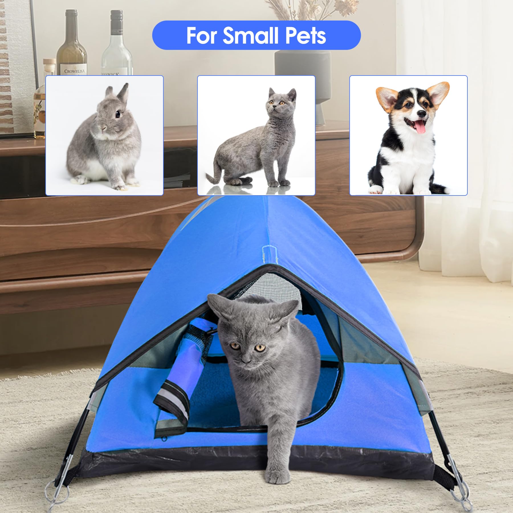 RESTCLOUD Cat Tent blue weather cover keeps interior cozy