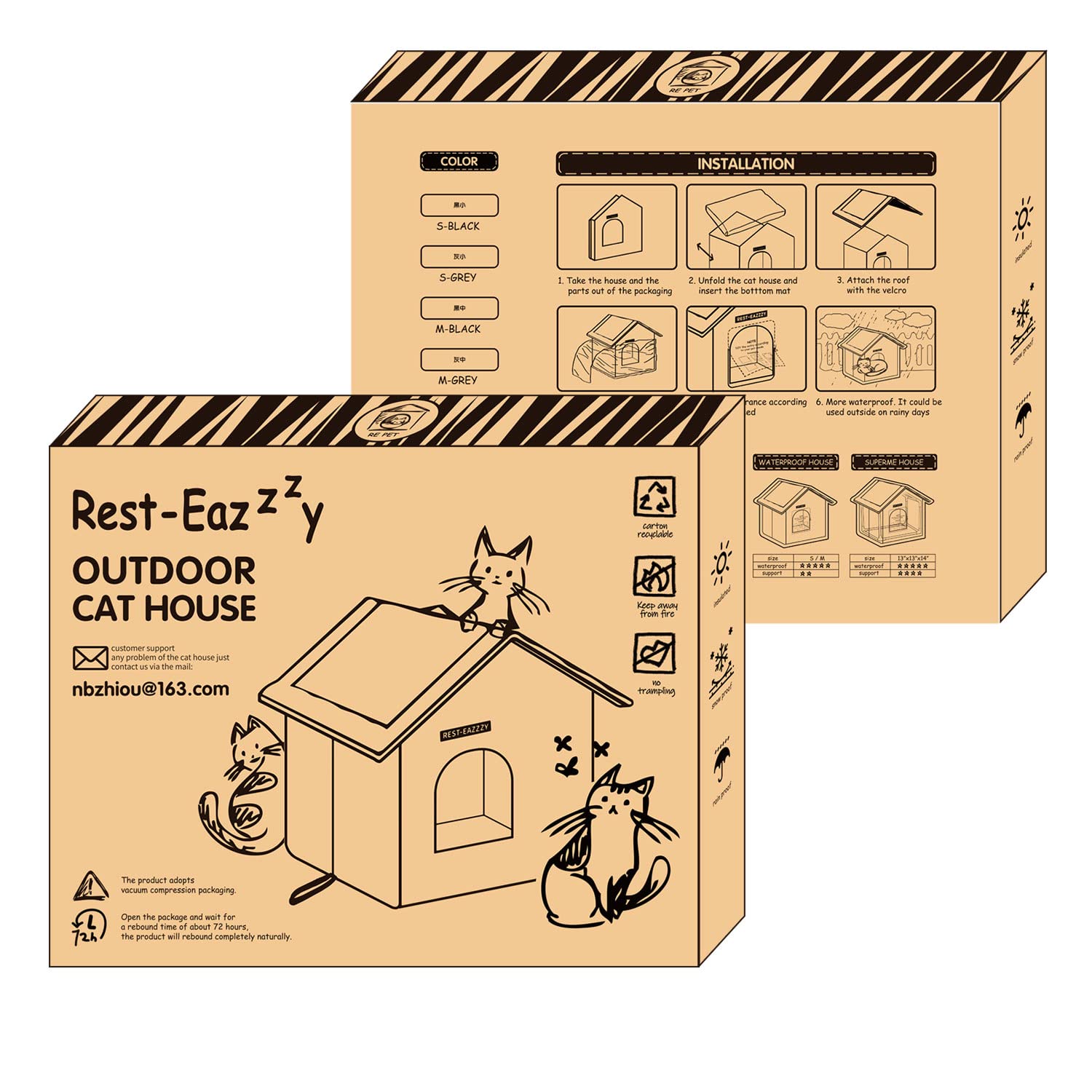 Rest-Eazzzy dark natural color blends with outdoor surroundings for feral cats.