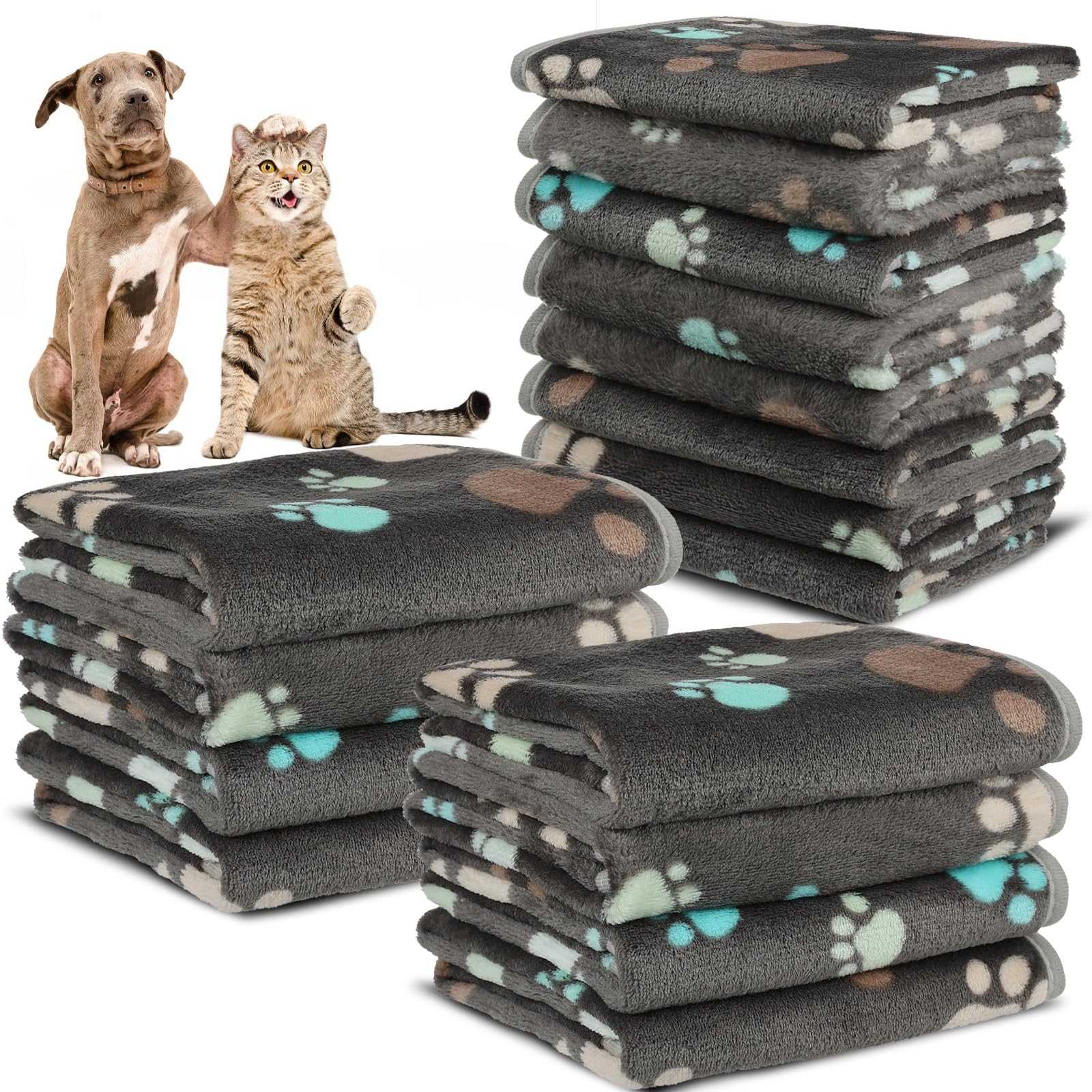 Retainbre 12-pack small dog blankets close-up showing soft fleece warmth for tiny pets.