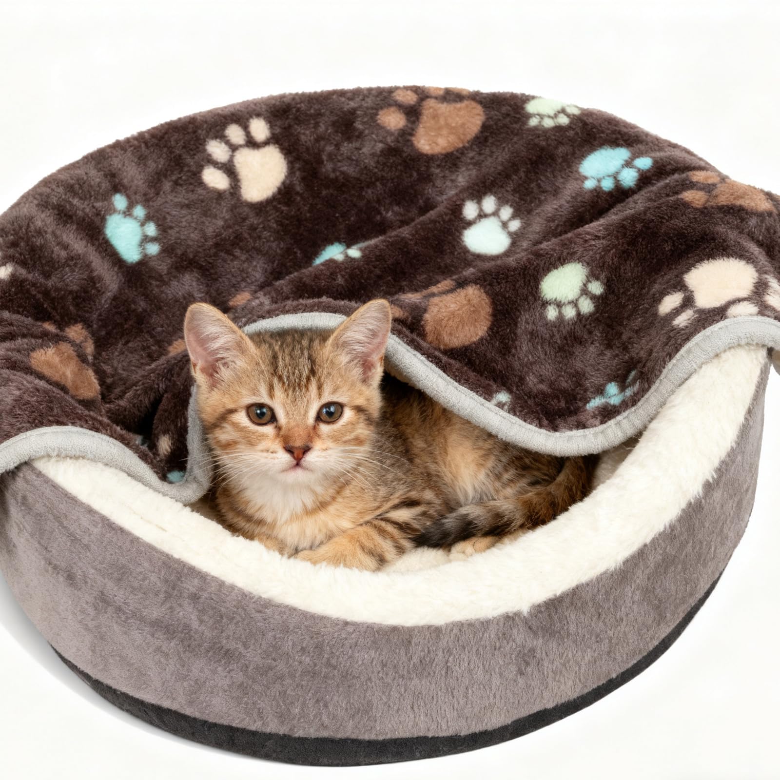 Retainbre paw-printed blanket for small pets emphasizes playful pattern and warmth.