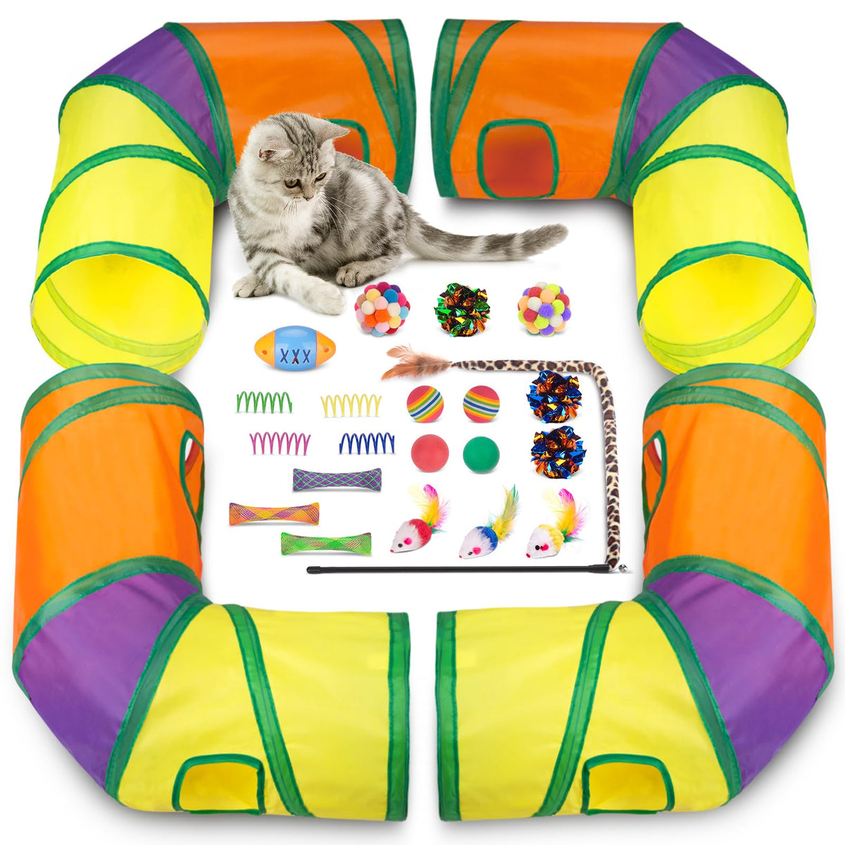 Retro Shaw large tunnels provide spacious indoor play for kittens.