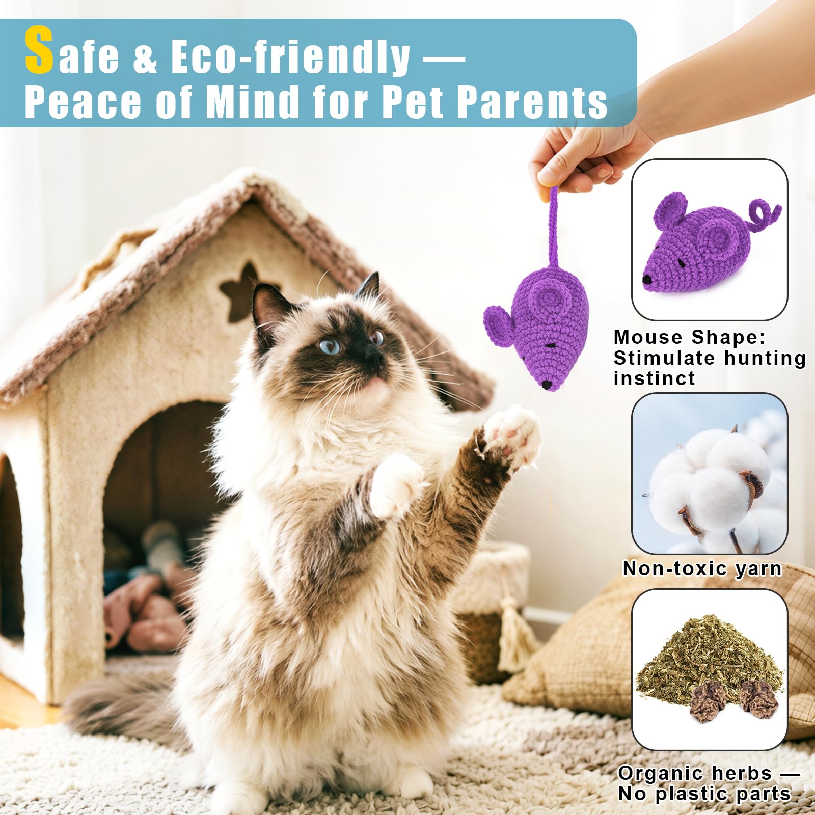 Retro Shaw catnip mice provide indoor enrichment and reduce boredom.