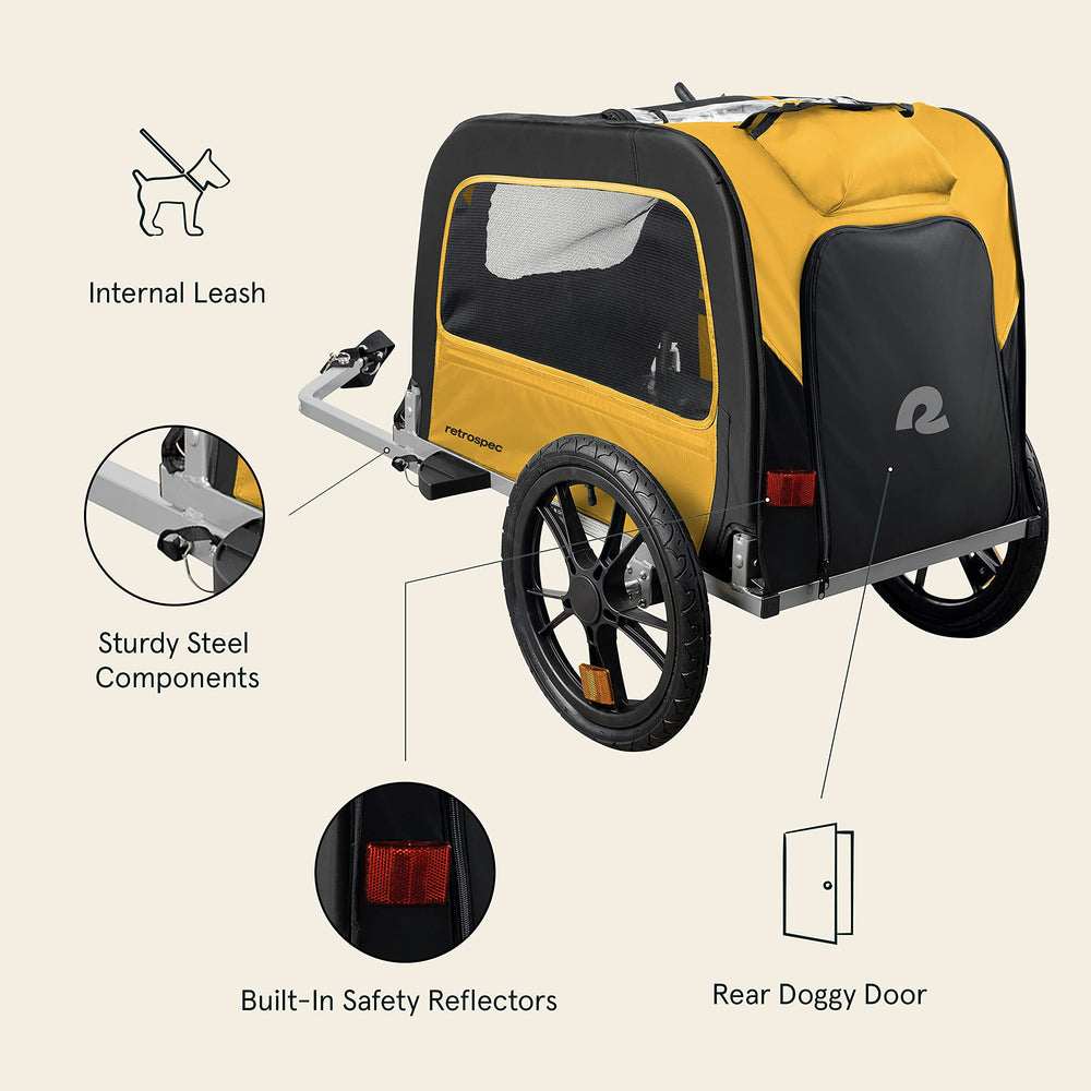 Retrospec Rover Hauler internal leash attachment secures your dog during trips.