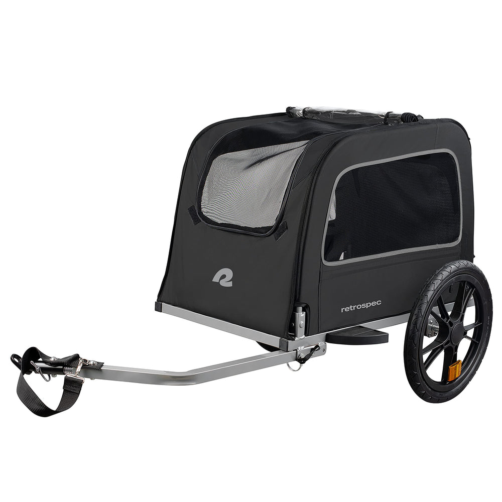 Retrospec Rover Hauler trailer side view showing quick-fold frame for compact storage