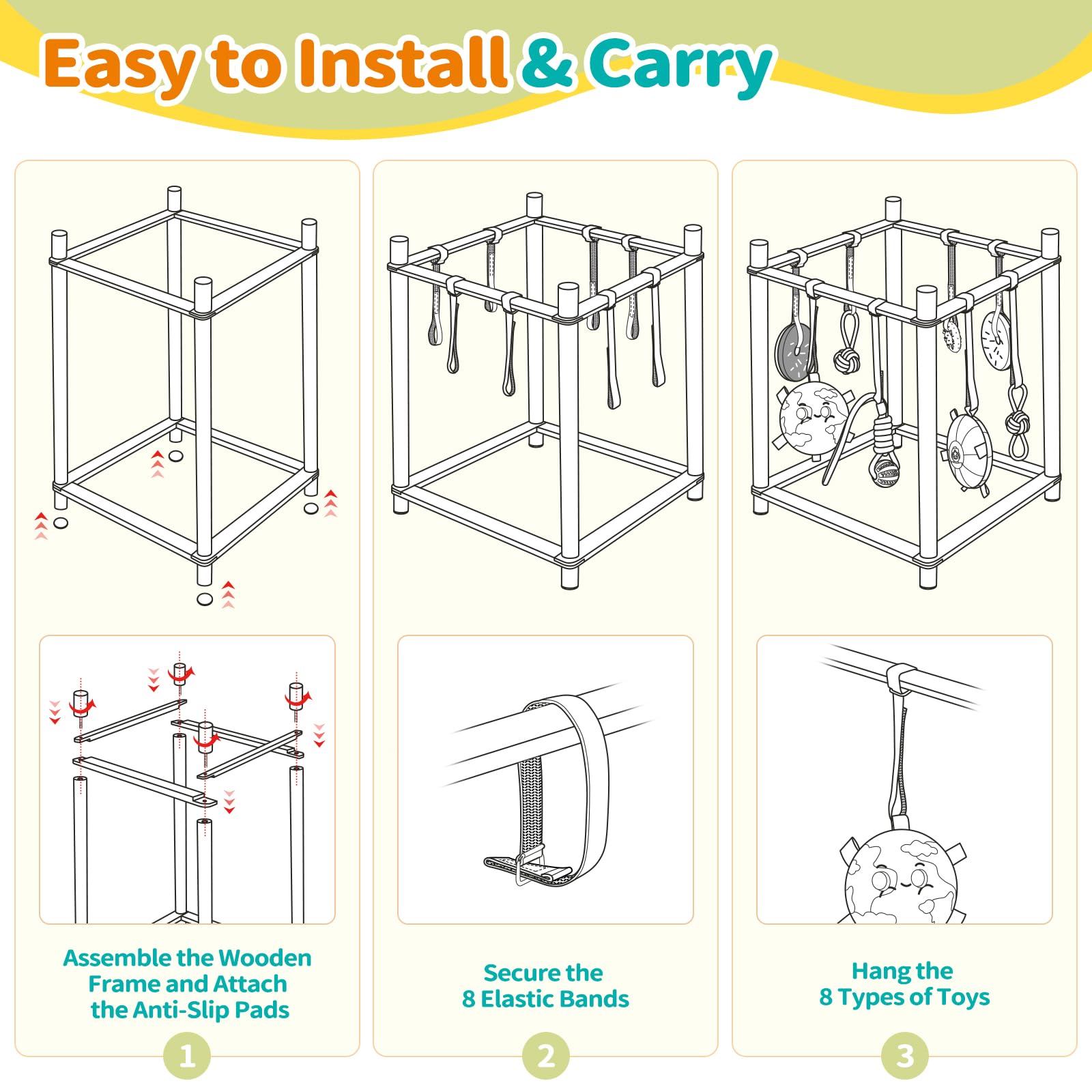 Retyion-elastic-band-height-adjustment shows adjustable toy height for growing puppies.