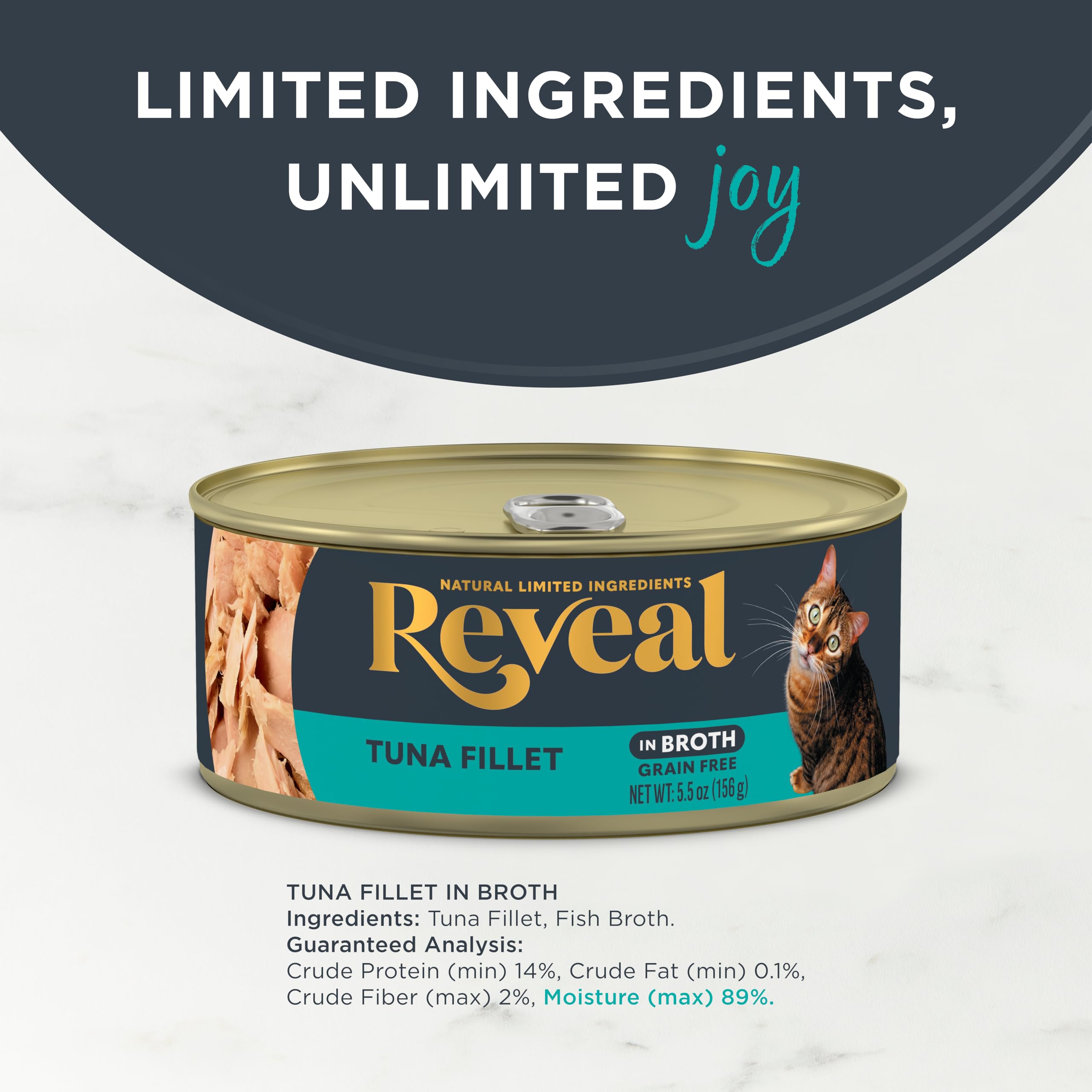 Reveal canned wet cat food with natural ingredients promotes clean, simple nutrition
