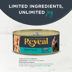 Reveal canned wet cat food with natural ingredients promotes clean, simple nutrition