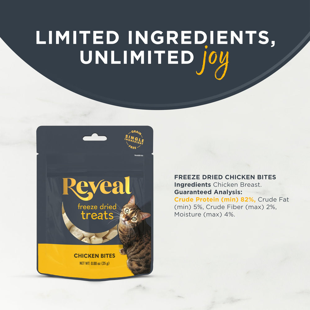 Reveal chicken breast bites in use for training rewards and positive reinforcement