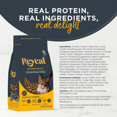Reveal dry cat food kibble pouring showcases grain-free nutrition and easy serving.