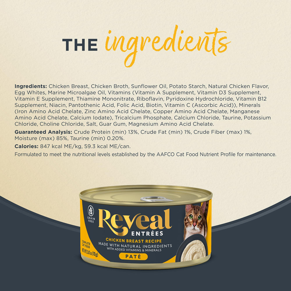 Reveal Entrées chicken breast paté close-up highlights real protein at mealtime.