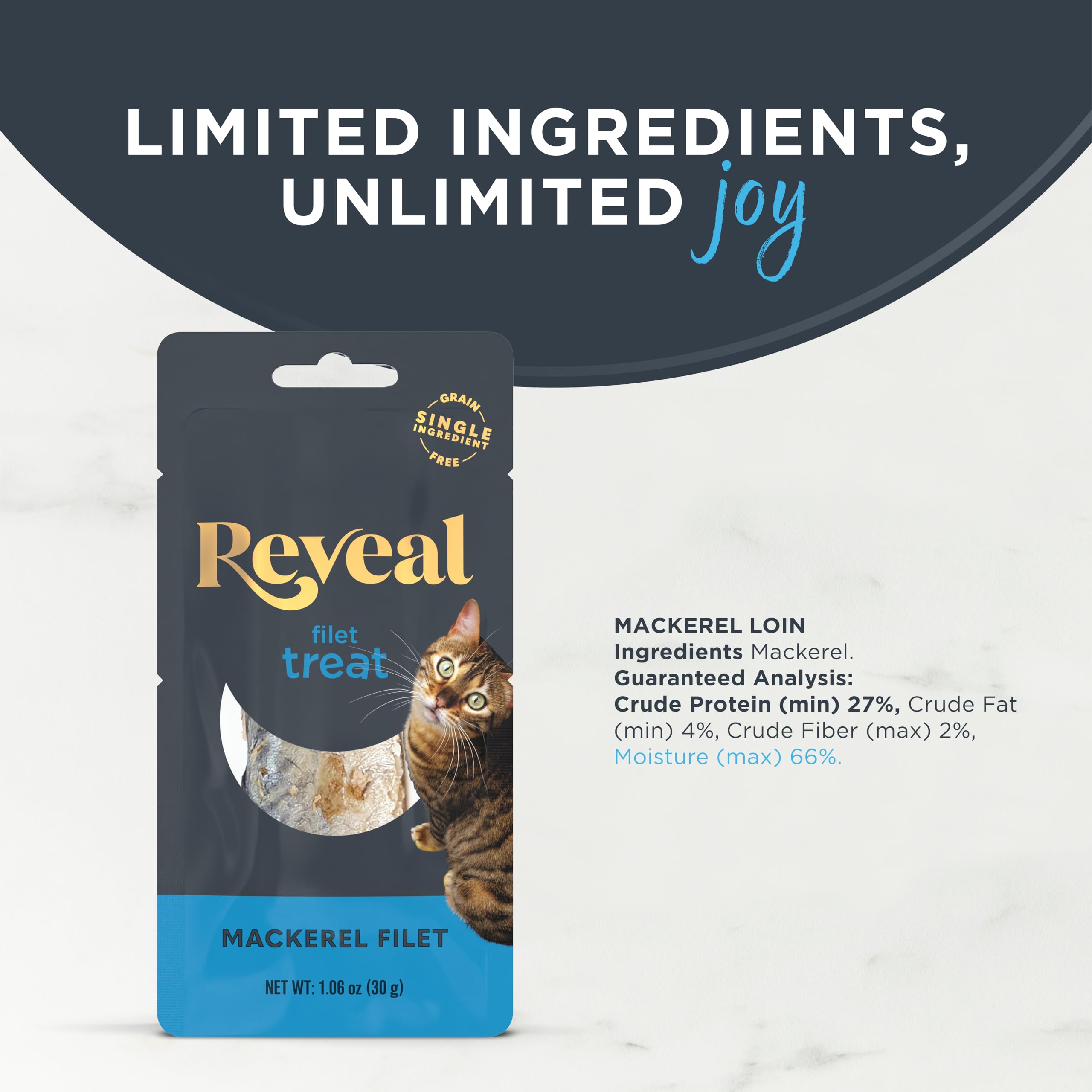 Reveal high-protein treats support active cats during training.