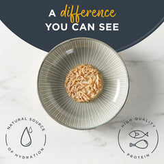 Reveal ingredients closeup highlights simple, limited ingredients for sensitive feline palates.