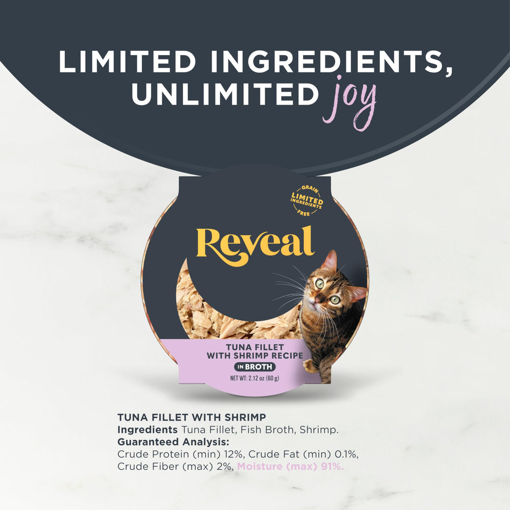 Reveal natural ingredients label close-up highlighting limited ingredients.