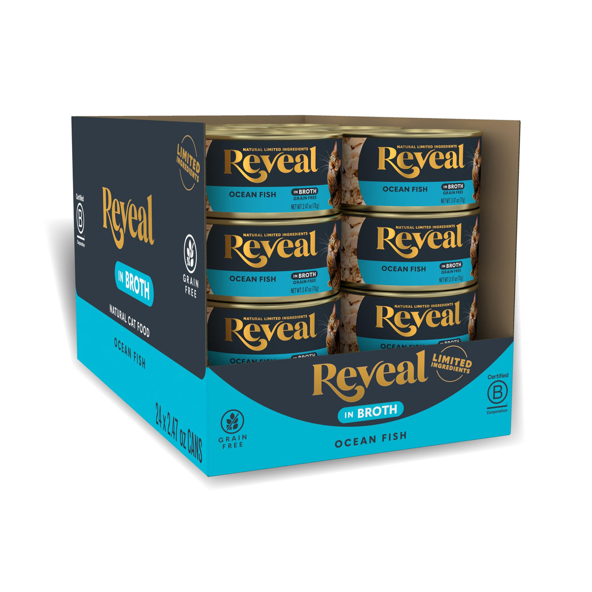 Reveal natural wet cat food cans pack—grain-free recipe with real protein for picky cats