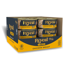 Reveal natural wet cat food with chicken breast in broth, offering hydration and high-protein flavor.