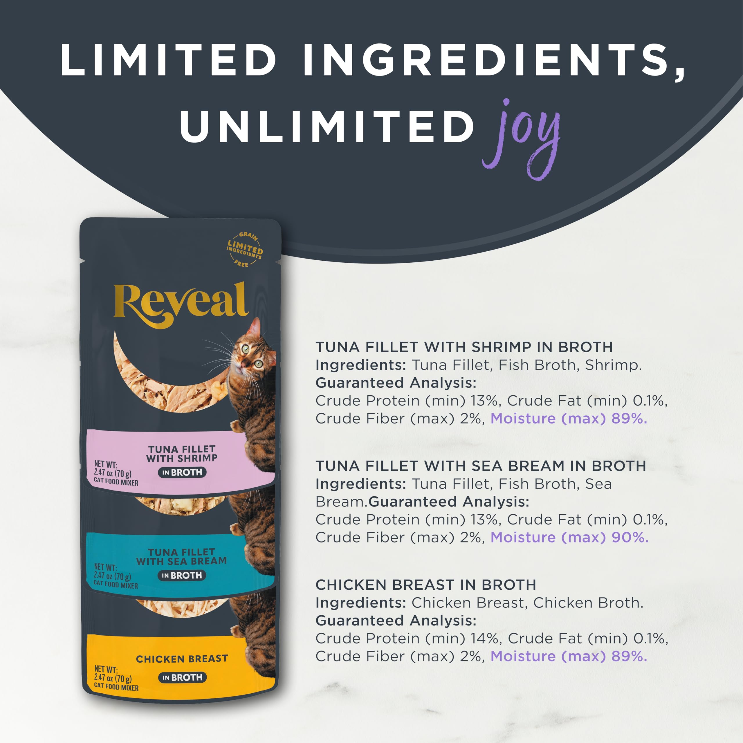 Reveal natural wet cat food pouch chicken breast broth delivers flavor and hydration