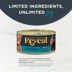 Reveal tuna sea bream in broth can, real protein-first nutrition for picky eaters.