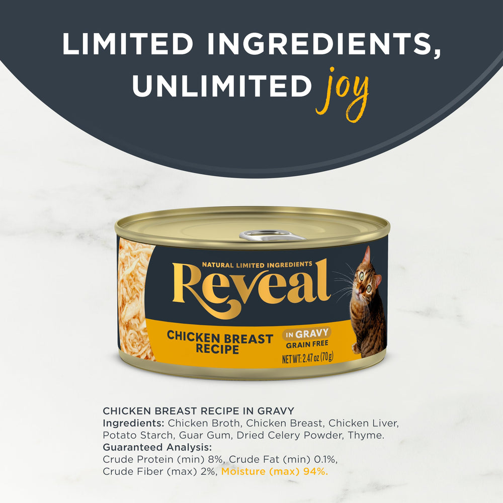 Reveal real protein first label emphasizes premium meat as the main flavor.