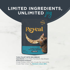 Reveal grain-free natural ingredients cat food close-up highlights purity and quality.