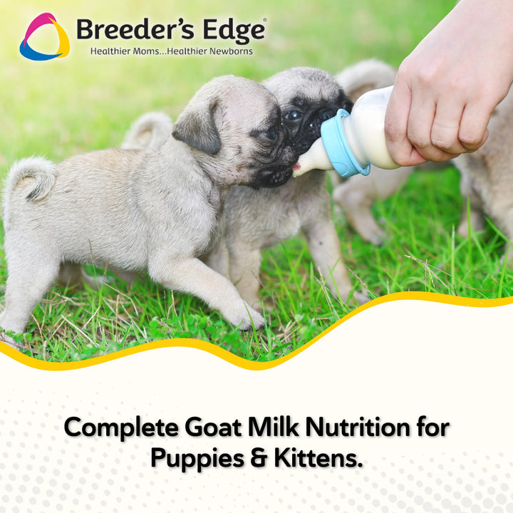 Revival Breeder's Edge Foster Care goat milk powder with scoop enables precise portions.