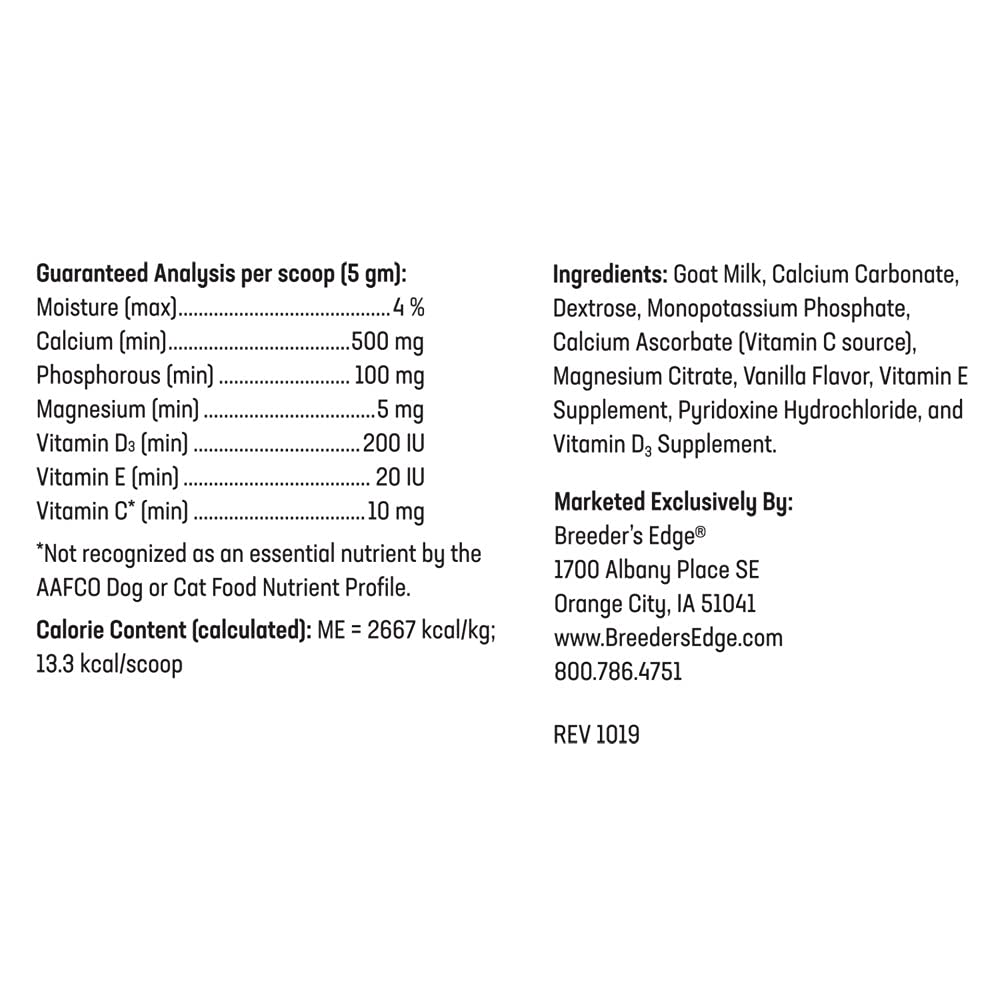 Post-birth calcium support with Breeder's Edge Oral Cal Plus powder