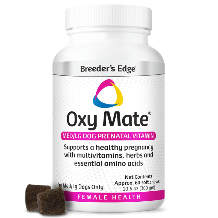 Revival Breeder's Edge Oxy Mate bottle with soft chews for pregnant dogs and cats