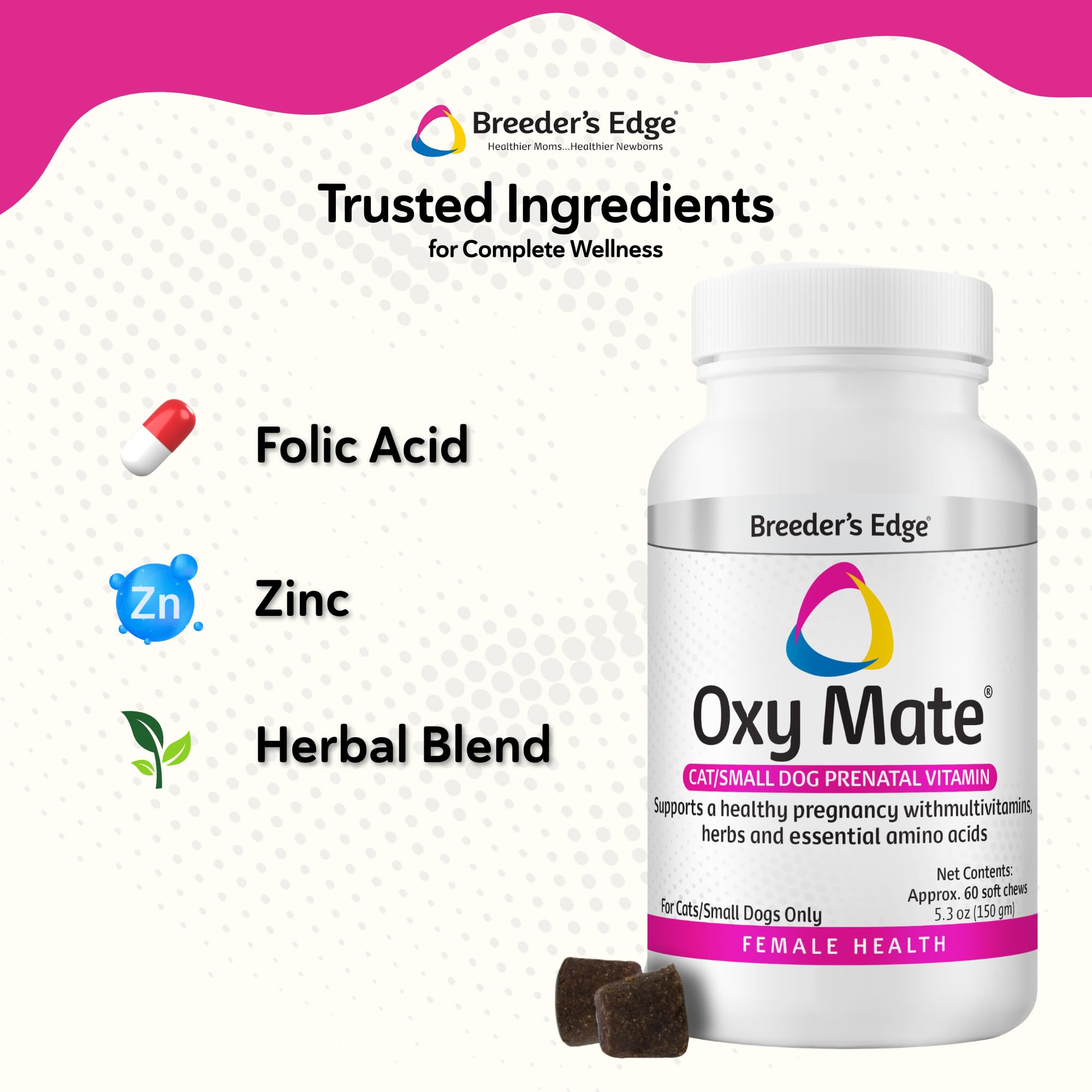 Packaging box of Breeder's Edge Oxy Mate prenatal vitamins
