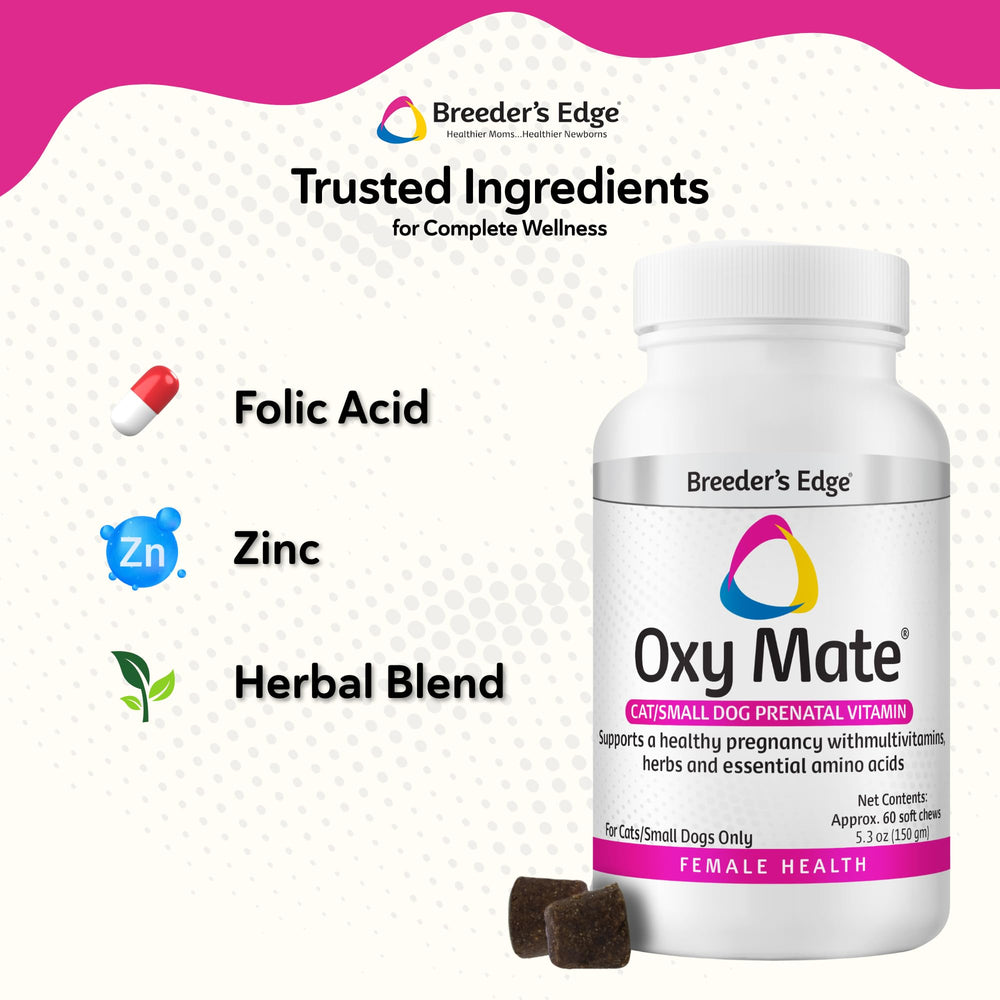 Packaging box of Breeder's Edge Oxy Mate prenatal vitamins