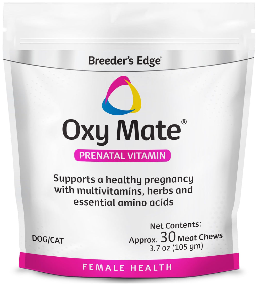 Revival Breeder's Edge Oxy Mate packaging highlighting prenatal support for pregnant pets.