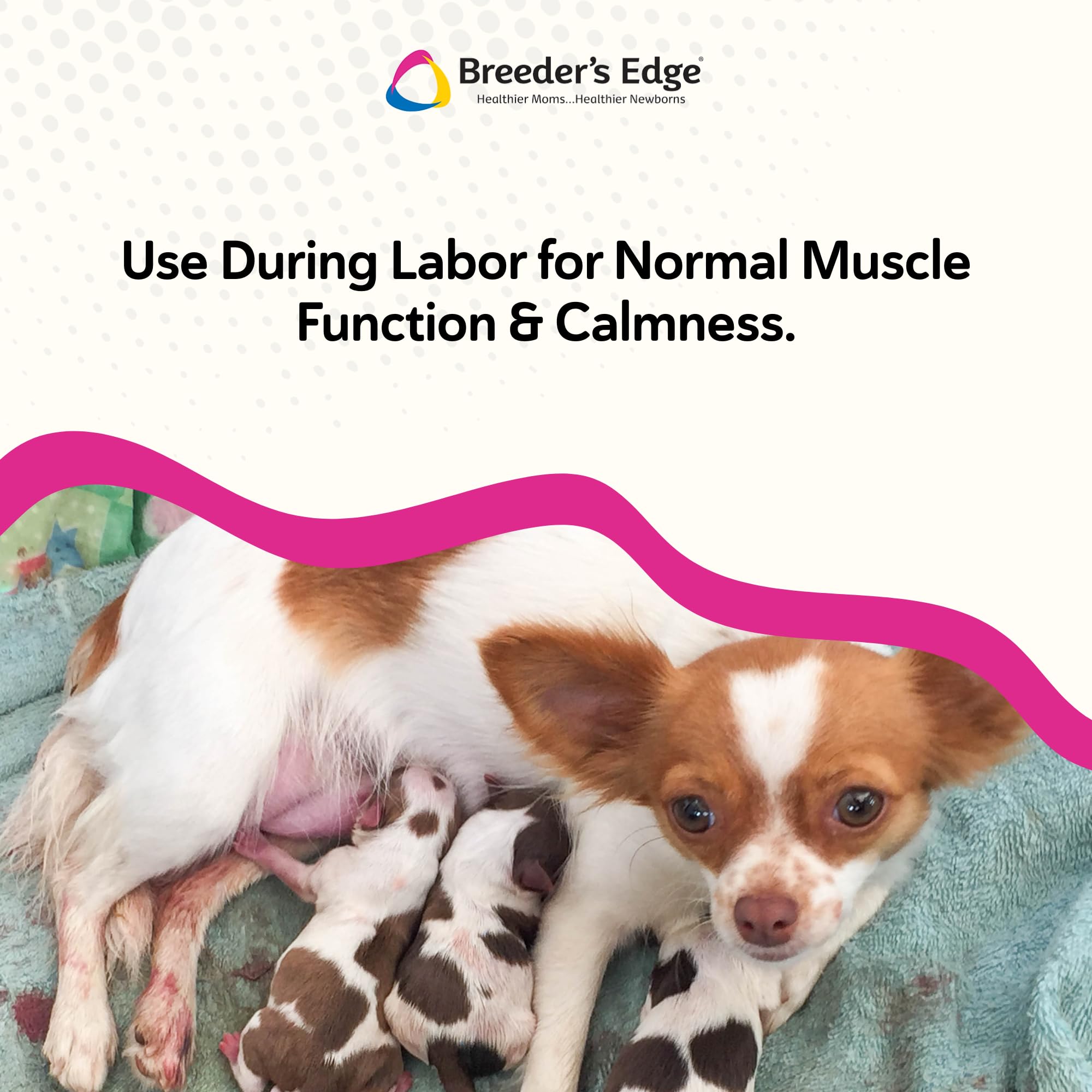 Breeder's Edge mother in labor with gel delivery support during delivery window.