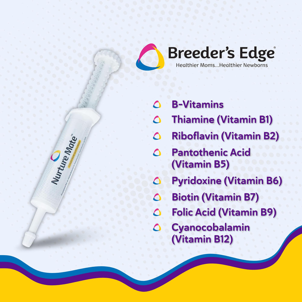 Revival Nurture Mate colostrum gel dosing syringe shown for simple application.