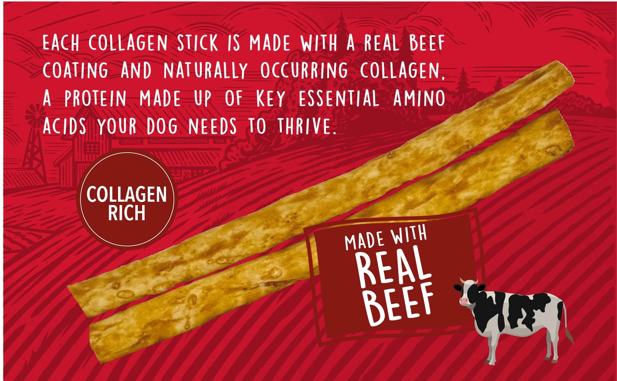 Rewardables Healthy Chewers stick closeup highlights texture and collagen content for skin and coat care.