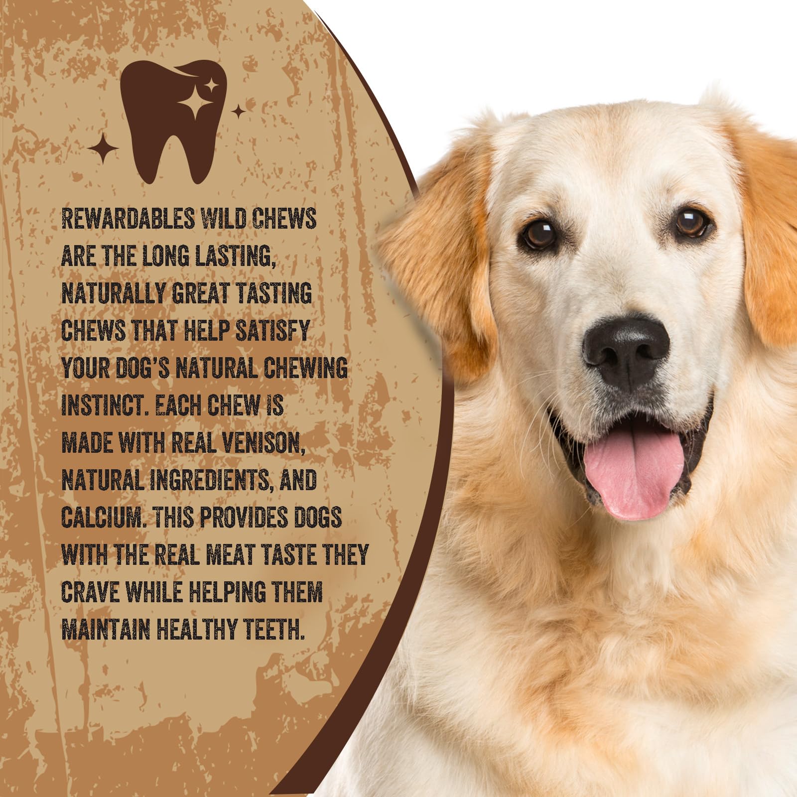 Rewardables Wild Chews long lasting bite shows durability for tough chewers.